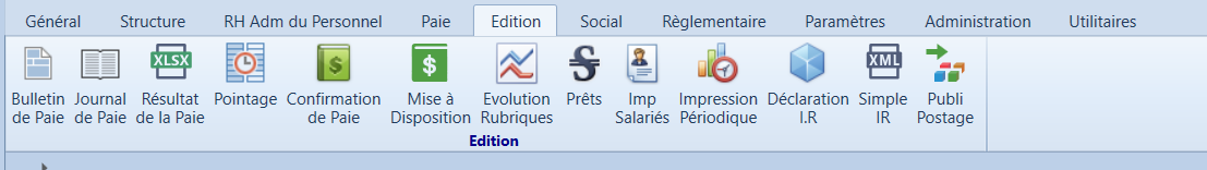 Menu Edition Softy Paie